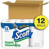 imageScott RapidDissolving Toilet Paper 12 Double Rolls Sustainable SepticSafe Toilet Paper231 Sheets Pack of 12
