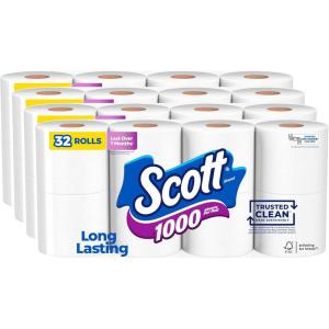 imageScott 1000 Toilet Paper 18 Rolls SepticSafe 1Ply Toilet Tissue1000 sheet Pack of 32