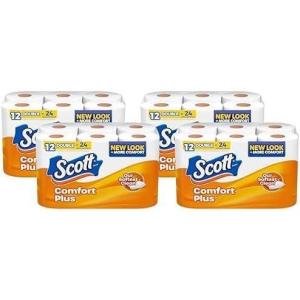 imageScott ComfortPlus Toilet Paper 12 Double Rolls 231 Sheets per Roll SepticSafe 1Ply Toilet Tissue231 Sheets Pack of 48