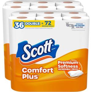 imageScott ComfortPlus Toilet Paper 12 Double Rolls 231 Sheets per Roll SepticSafe 1Ply Toilet Tissue231 sheet Pack of 36