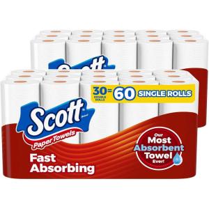 imageScott Paper Towels ChooseASheet 30 Double Rolls 2 Packs of 15  60 Regular Rolls 100 Sheets Per Roll100 Count Pack of 30