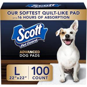 imageScott Pet Guard Advanced Dog Pads  Dog Training Pee Pads for Puppies Medium ampamp Large Dogs  Up to 16 Hour Absorbency with Odor Control  Softest Quilted Dog Pee Pads  Large  22quot x 22quot  100 PackLarge 100 Pack