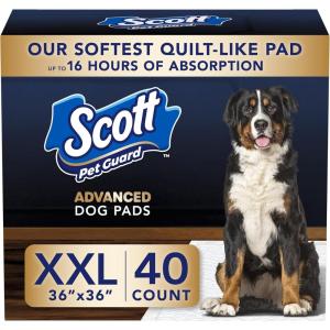 imageScott Pet Guard Advanced Dog Pads  Dog Training Pee Pads for Puppies Medium ampamp Large Dogs  Up to 16 Hour Absorbency with Odor Control  Softest Quilted Dog Pee Pads  Large  22quot x 22quot  100 PackXXLarge 40 Pack