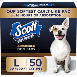 imageScott Pet Guard Advanced Dog Pads  Dog Training Pee Pads for Puppies Medium ampamp Large Dogs  Up to 16 Hour Absorbency with Odor Control  Softest Quilted Dog Pee Pads  Large  22quot x 22quot  100 PackLarge 50 Pack