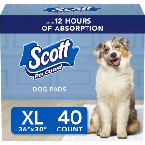 imageScott Pet Guard Dog Pads  Dog Training Pee Pads for Puppies Medium ampamp Large Dogs  Up to 12 Hour Absorbent Odor Control  Easily Disposable Dog Pee Pads  Size Large  22quot x 22quot  50 PackXLarge 40 Pack