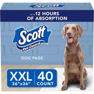 imageScott Pet Guard Dog Pads  Dog Training Pee Pads for Puppies Medium ampamp Large Dogs  Up to 12 Hour Absorbent Odor Control  Easily Disposable Dog Pee Pads  Size Large  22quot x 22quot  50 PackXXLarge 40 Pack