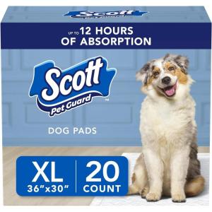 imageScott Pet Guard Dog Pads  Dog Training Pee Pads for Puppies Medium ampamp Large Dogs  Up to 12 Hour Absorbent Odor Control  Easily Disposable Dog Pee Pads  Size Large  22quot x 22quot  50 PackXLarge 20 Pack