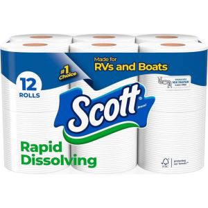 imageScott RapidDissolving Toilet Paper 12 Double Rolls Sustainable SepticSafe Toilet Paper231 Sheets Pack of 12